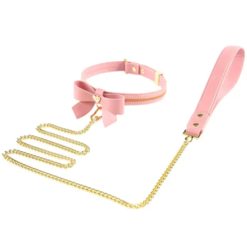 SEVANDA Love Heart Butterfly Leather Collar With Leash Set