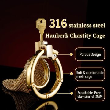 SEVANDA Luxury 316 Stainless Steel Hauberk Chastity Cage – Saint Gold Mesh Edition (Short / Long)